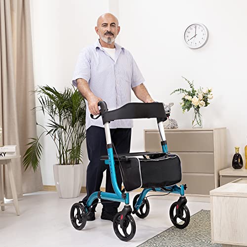 Rollator Walker for Seniors, Folding with Seat, 8-Inch Wheels, Lightweight Aluminum O8838