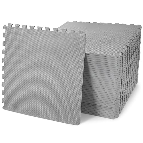 Interlocking Foam Gym Flooring Mat, 1 Inch Thick, 6 Tiles, Black C4472