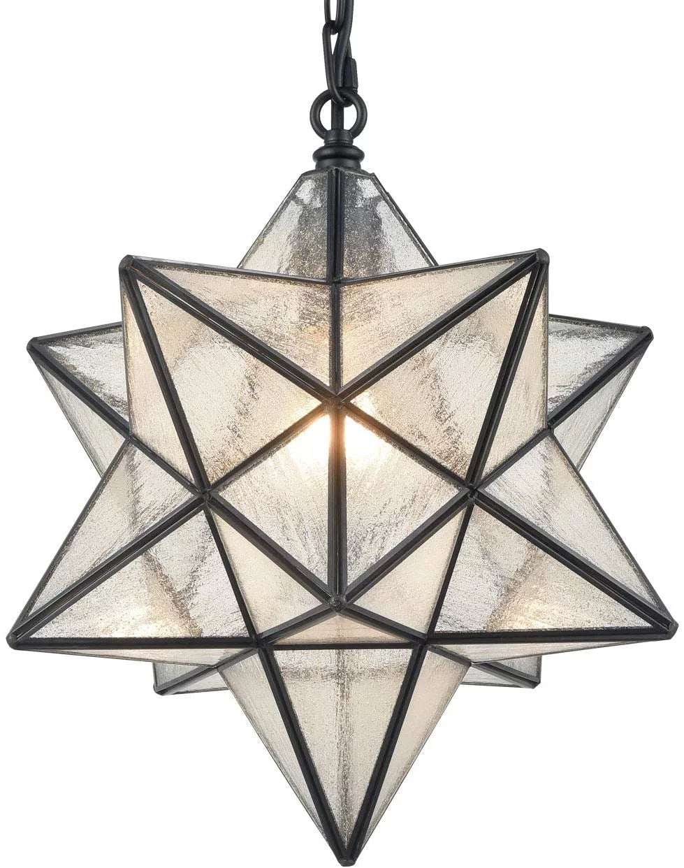 Moravian Star 14" Pendant Light with Seeded Glass and Hanging Chain H145