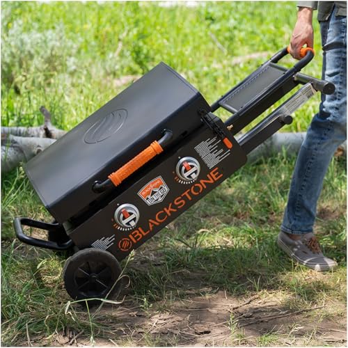 22" Scissor-Leg Gas Griddle with Two Burners, Stainless Steel, Wheels and Side Shelf W2452