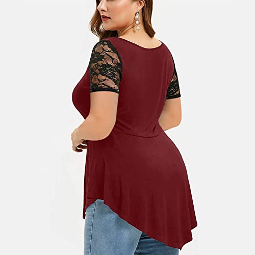 Women's Summer Casual Floral Lace Short Sleeve Blouse R229539