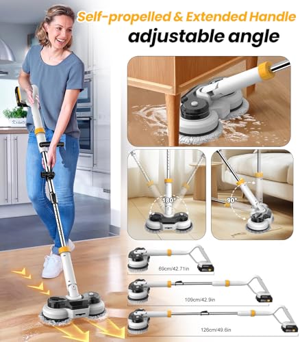 Cordless Electric Mop with Spin Scrubber, LED Light & Water Spray A19346