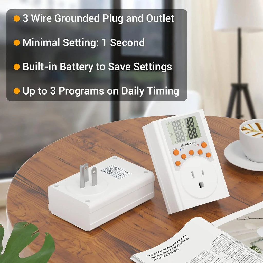 Programmable Plug-in Digital Timer Switch with 3-Prong Outlet F45673