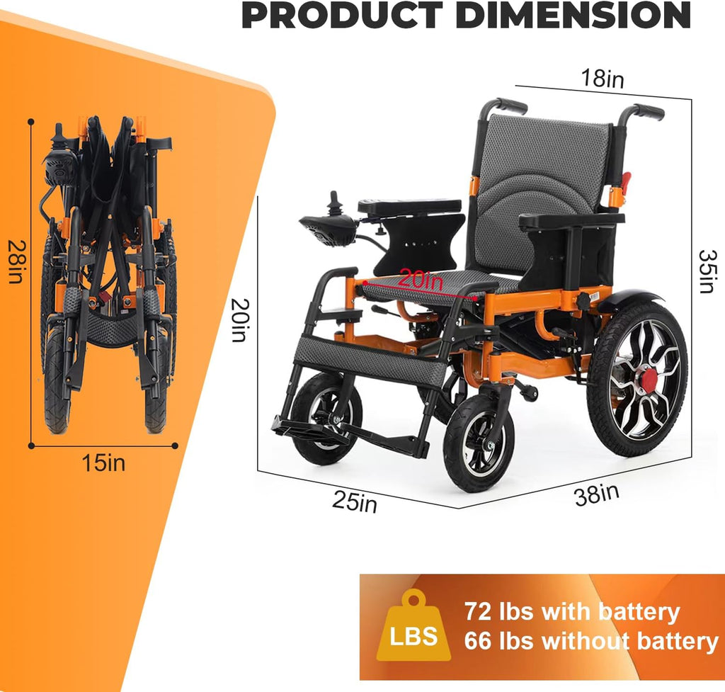 Foldable Electric Wheelchair for Adults, 21in Wide, 500W All Terrain C9993