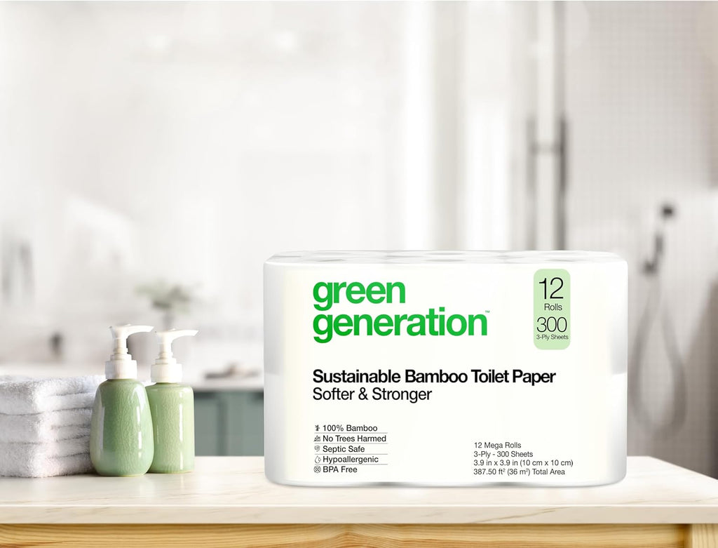 Bamboo Toilet Paper, Septic Safe, 3-Ply, 12 Rolls X798058