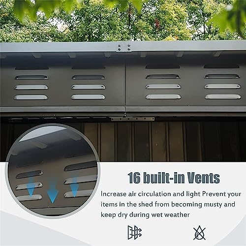 Metal Storage Shed with Pent Roof, Double Lockable Doors Y47264