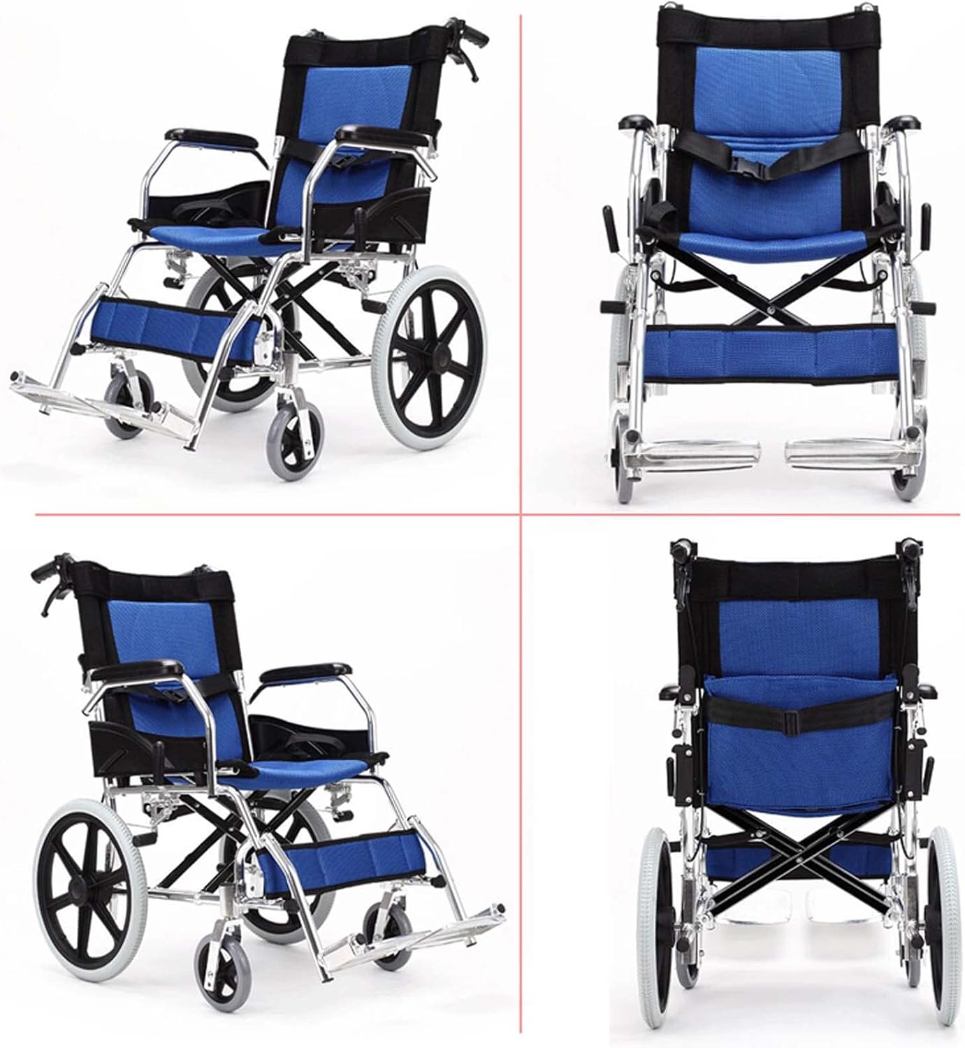Lightweight Folding Transport Wheelchair with Handbrakes and Swing-Away Footrest J435643