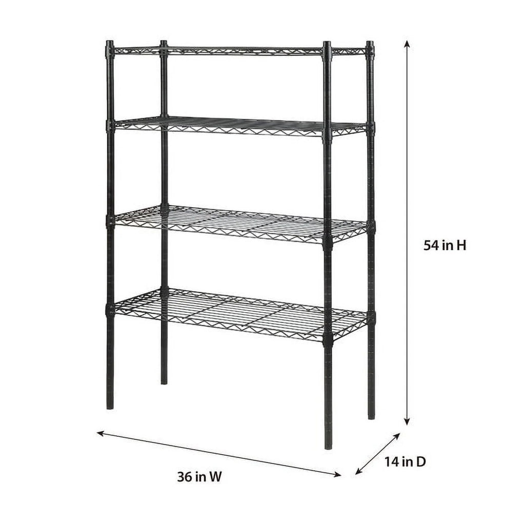 4 Tier Wire Shelf Unit, Black, 1400 lb. Capacity F371