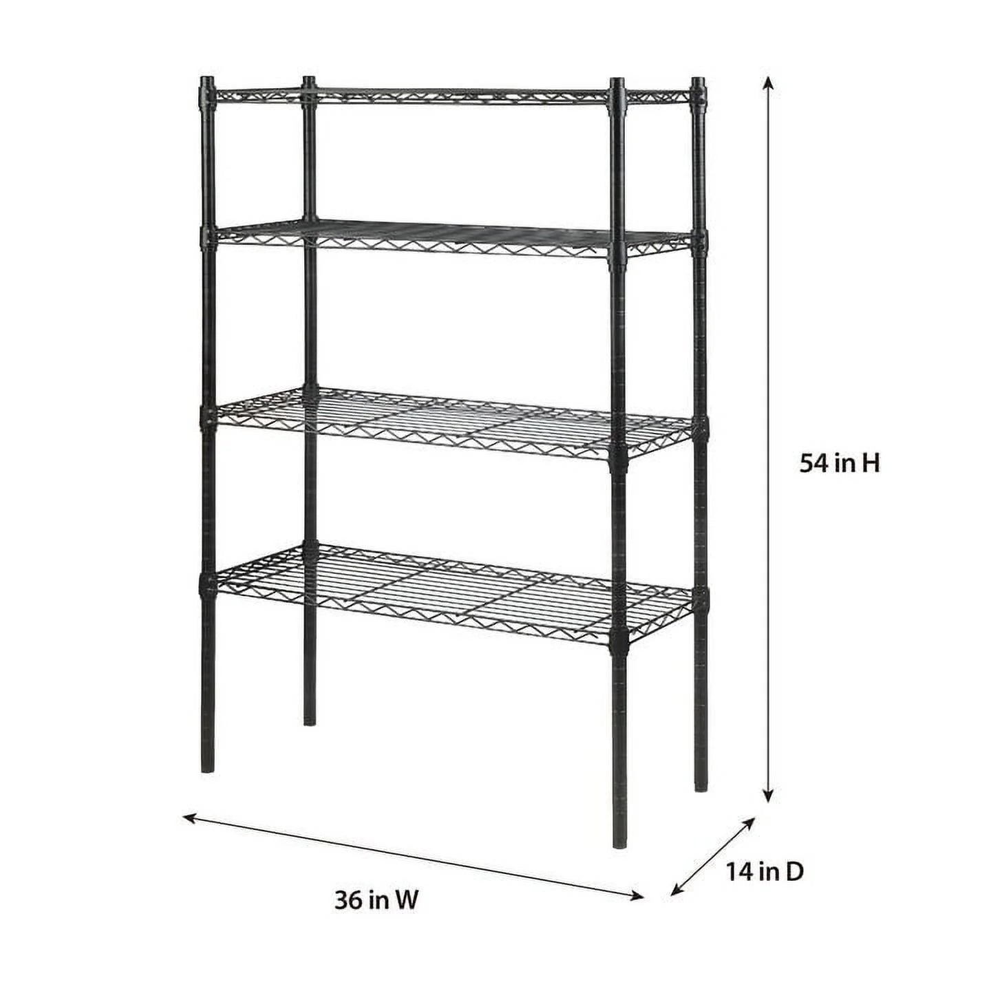 4 Tier Wire Shelf Unit, Black, 1400 lb. Capacity F371