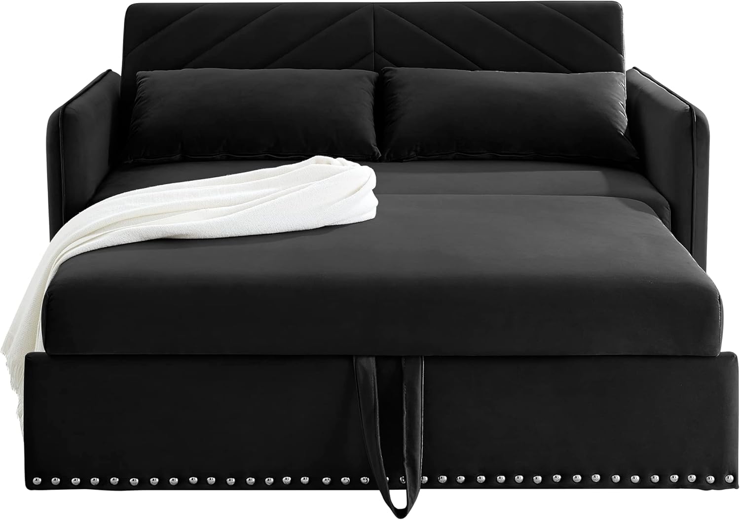 Convertible 3-in-1 Velvet Loveseat Sleeper Sofa with Pull Out Bed G60784