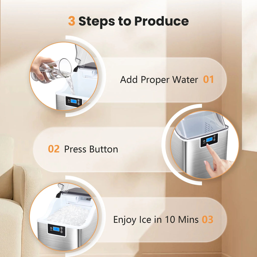 Countertop Ice Maker, Nugget Chewable Soft Ice, Compact V30659