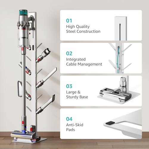 Vacuum Cleaner Stand with 12 Storage Hooks, Black J294