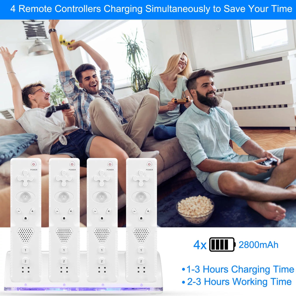 4 Remotes Charging Dock Game Controller Charger for Wii White G769617