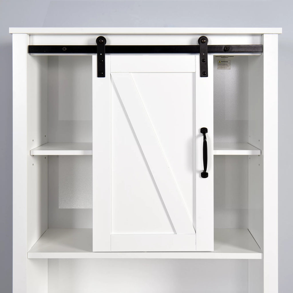 Over-the-Toilet Storage Cabinet with Adjustable Shelves and Barn Door T1883