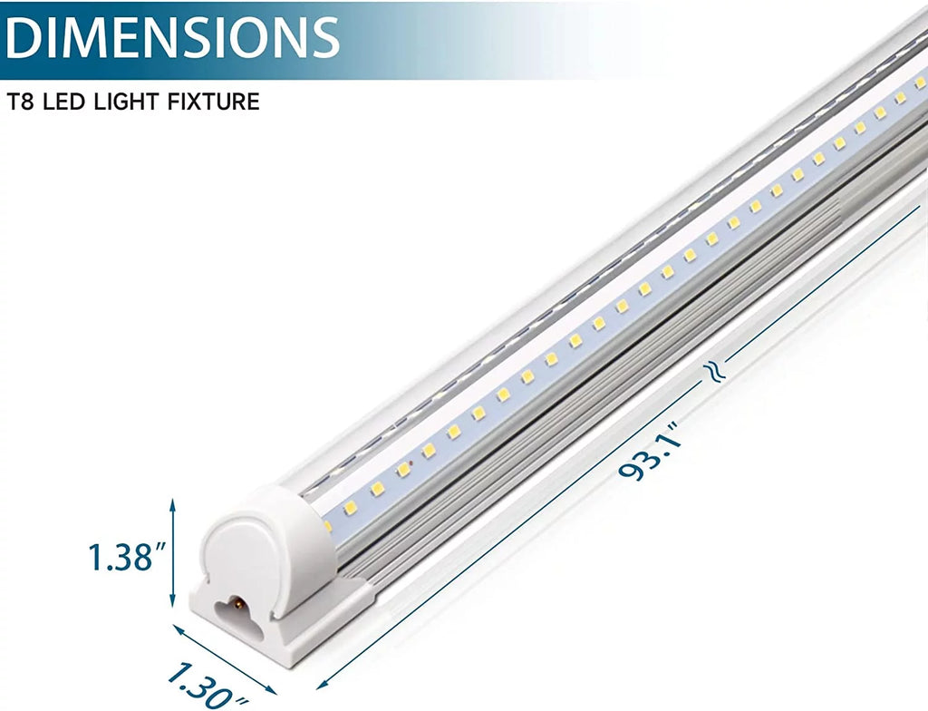 8FT LED Shop Light, 72W 9000LM 5000K, Linkable Tube Lights with Plug, 4 Packs V42093