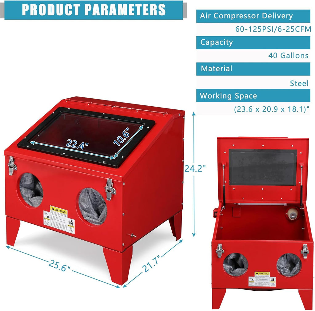 40 Gallon Bench Top Air Sandblasting Cabinet with Gun and 4 Nozzles I3323