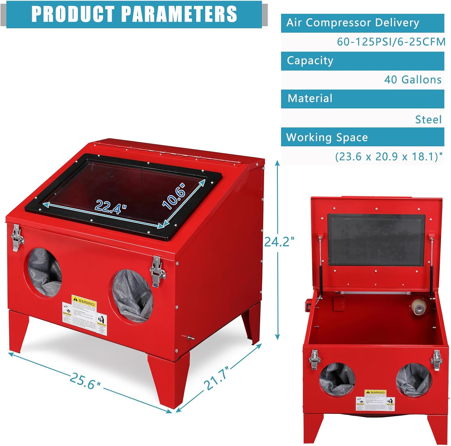 40 Gallon Bench Top Air Sandblasting Cabinet with Gun and 4 Nozzles I3323