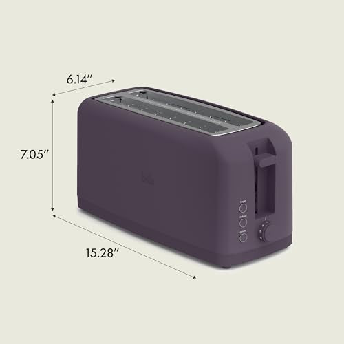 2 Slice Slim Toaster with 6 Shade Settings, Long Slot, Removable Crumb Tray R654