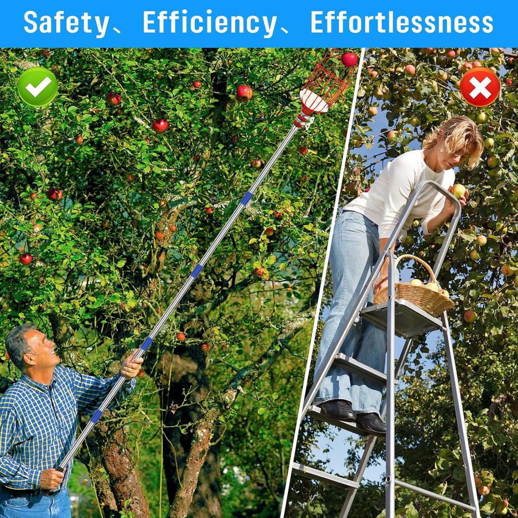 Fruit Picker Pole with Basket 13 FT Adjustable Lightweight Harvester Tool E43772