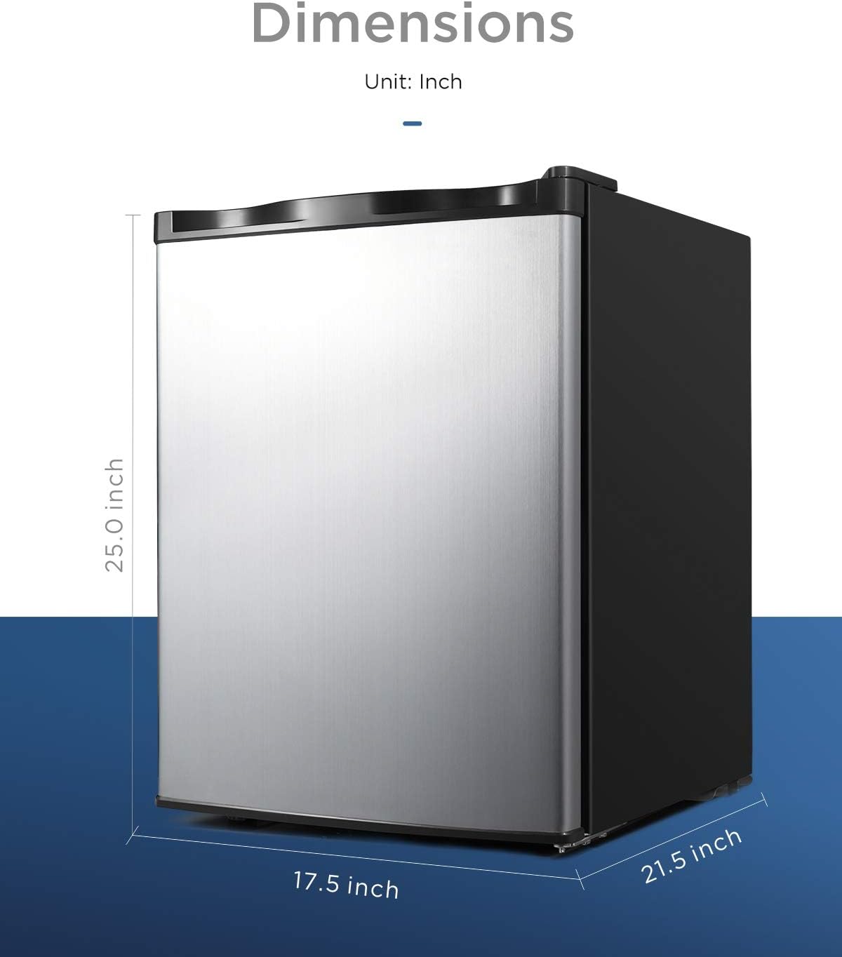 Compact Countertop Mini Freezer, 2.1 Cubic Feet, Silver J458