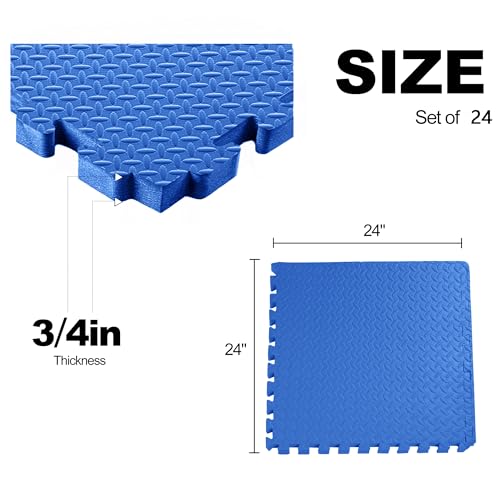 Interlocking Foam Gym Flooring Mat, 1 Inch Thick, 6 Tiles, Black C4472