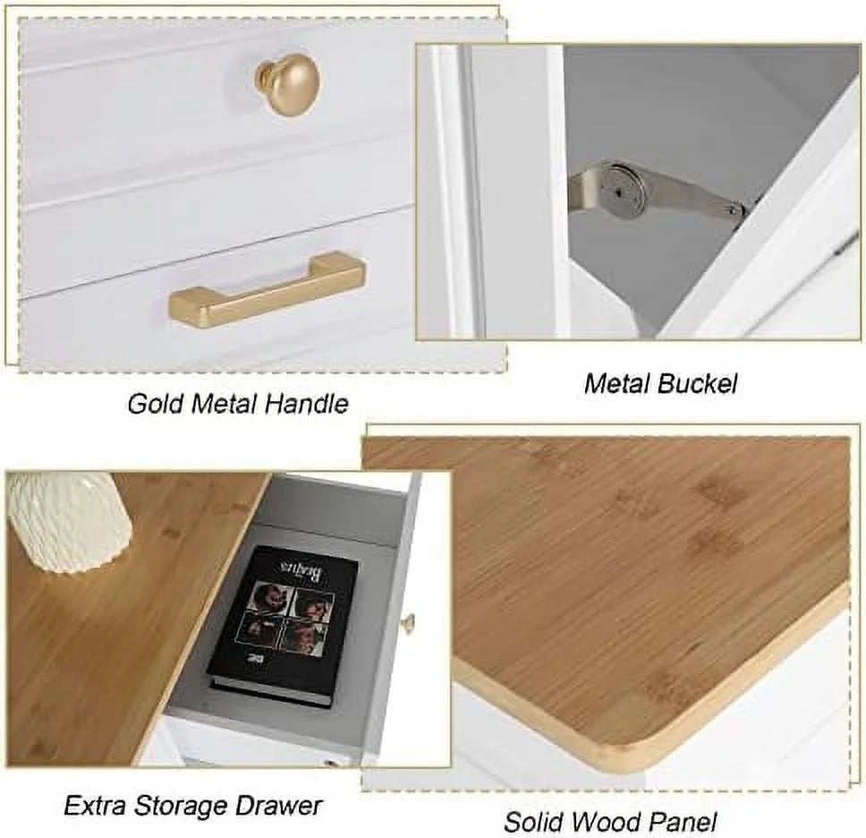Double Barn Door Trash Cabinet with Hideaway Drawer H858