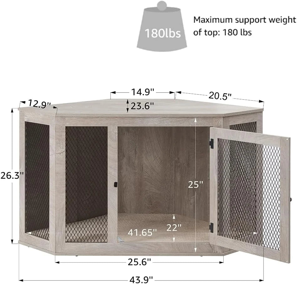 Medium Corner Dog Crate - Weathered Grey F897