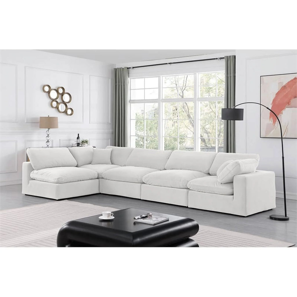 Cream Velvet Modular Sectional A2228
