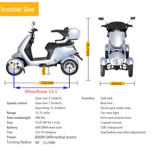 4-Wheel Heavy Duty Mobility Scooter for Seniors & Adults D6968