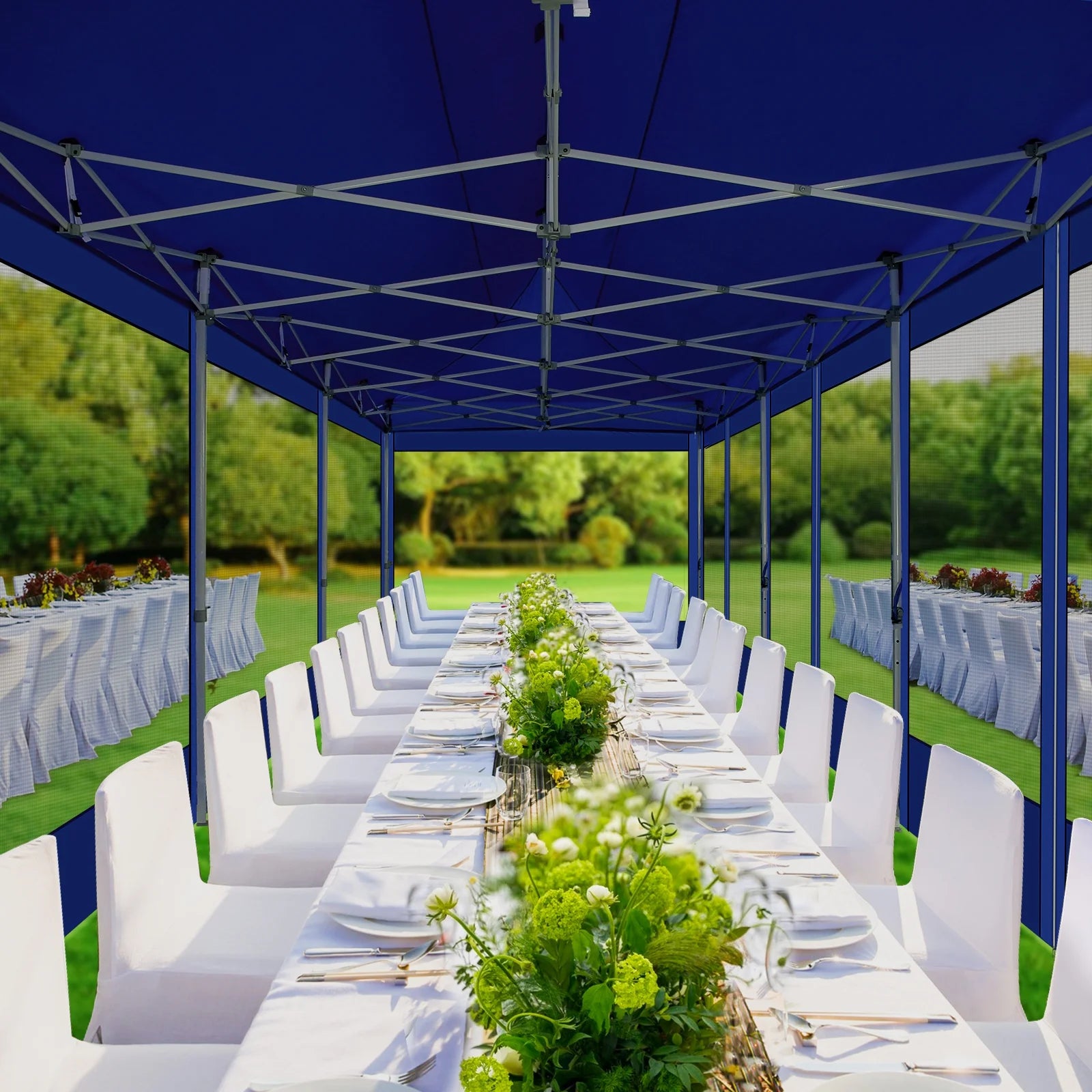 10x30 Pop Up Canopy Tent with Netting and Sidewalls, Waterproof, Outdoor Party Shelter H534
