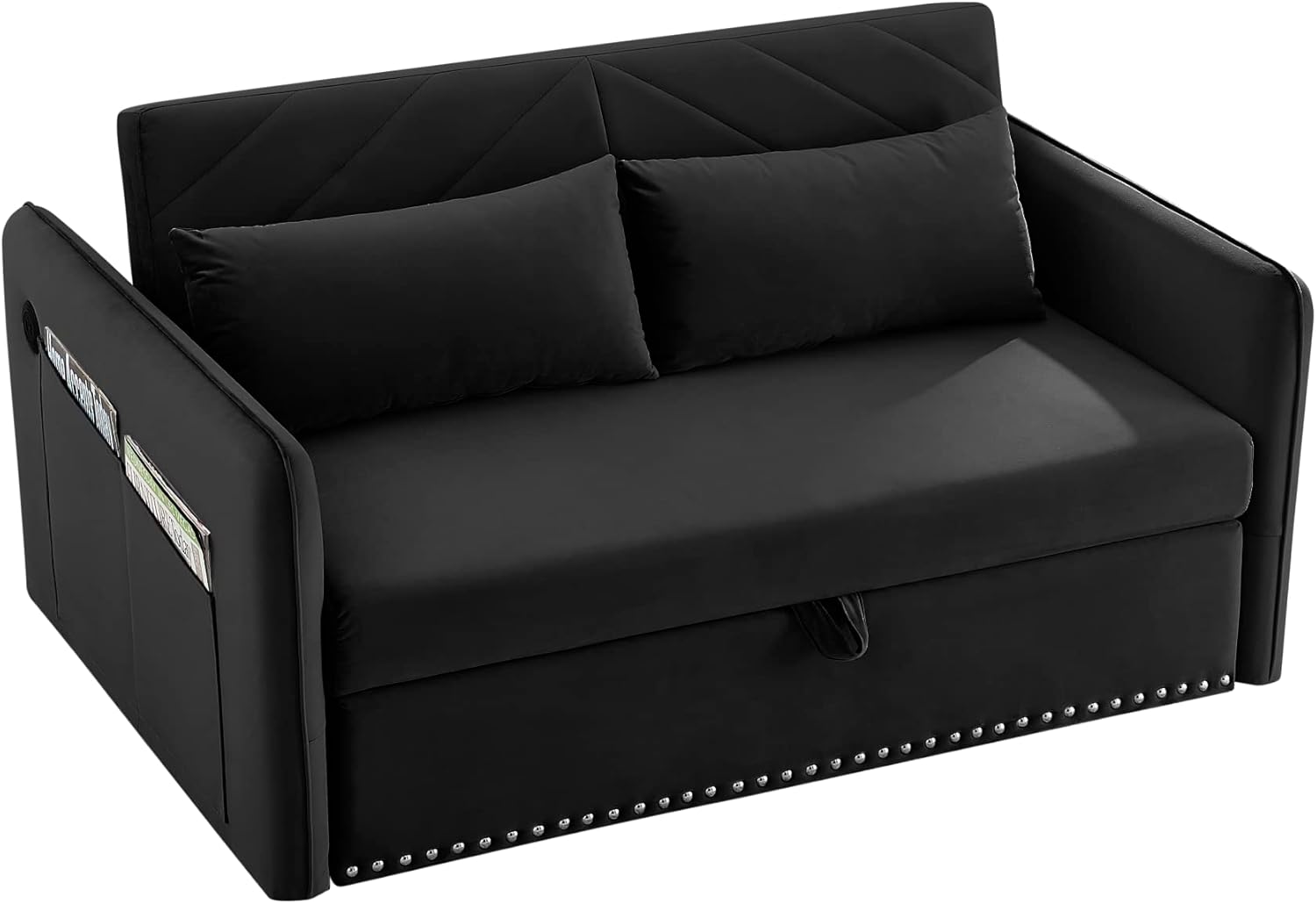 Convertible 3-in-1 Velvet Loveseat Sleeper Sofa with Pull Out Bed G60784