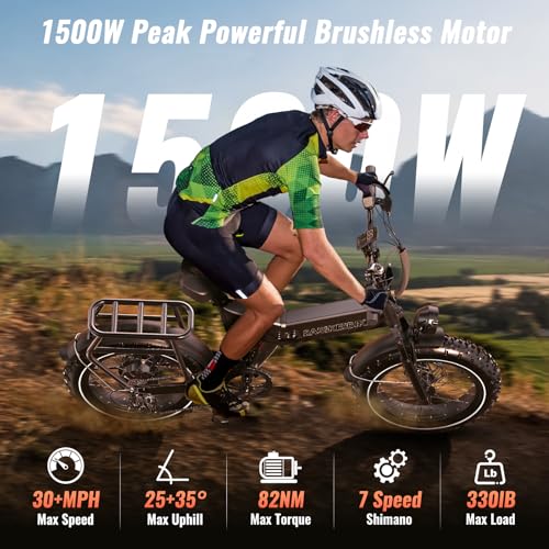 Folding Electric Bike for Adults Full Suspension, 52V 20AH Fat Tire N549125
