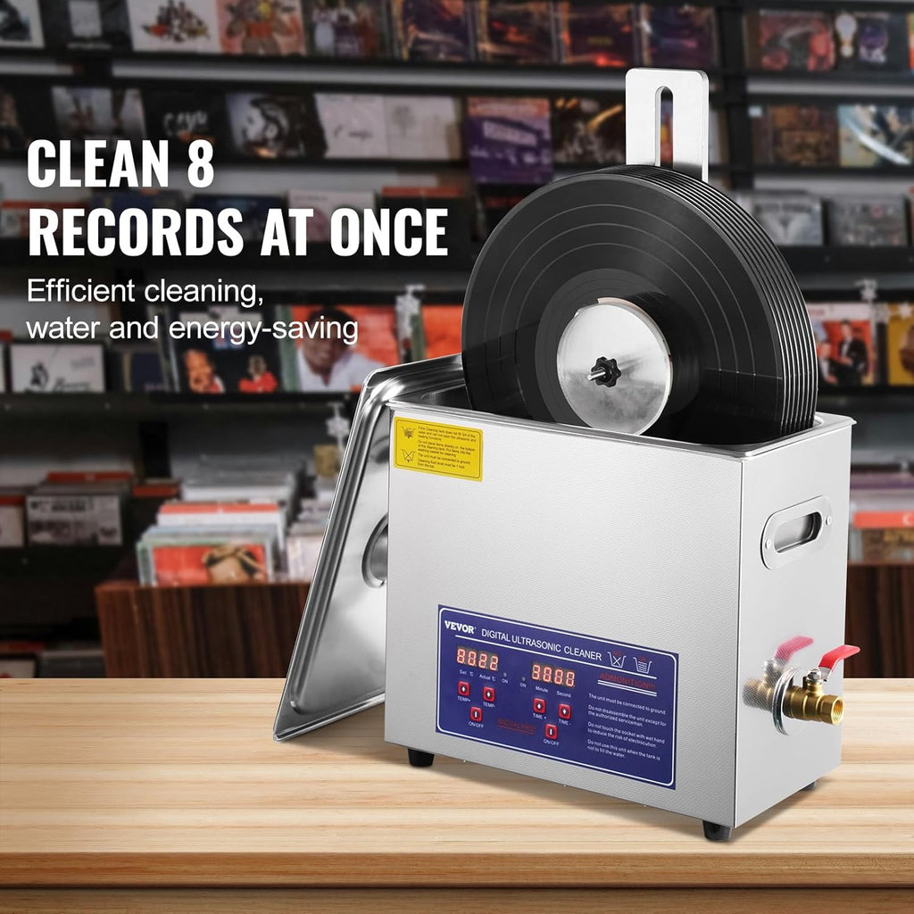 Ultrasonic Vinyl Record Cleaner, 6L, 180W with Drying Rack E953052