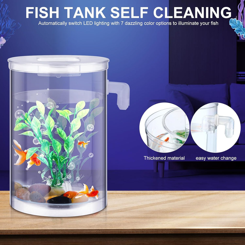 2 Pack Betta Fish Tank 360 Aquarium 1 Gallon Self Cleaning Fish Bowl Starter Kit W64461