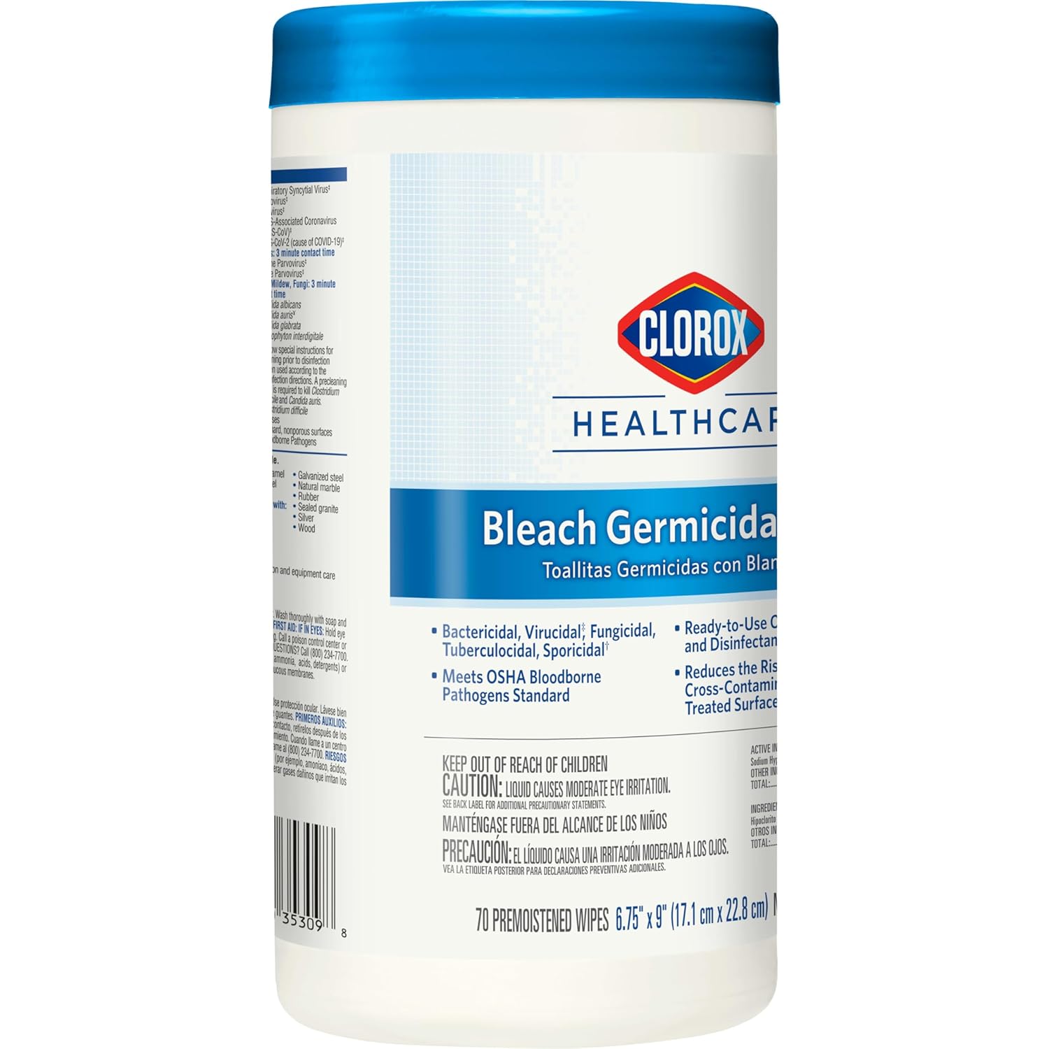 Germicidal Bleach Wipes, 70 Count S77461