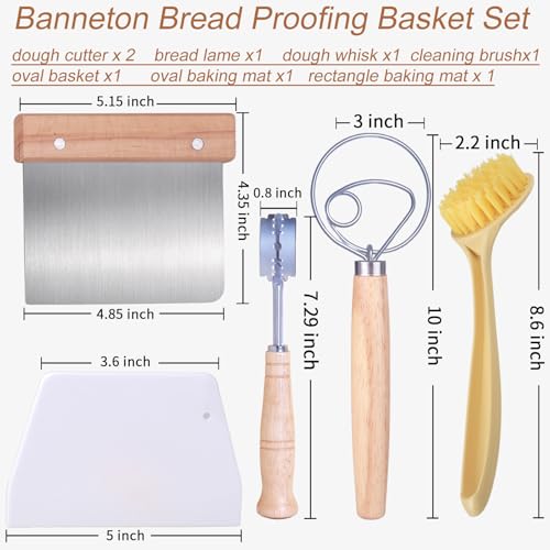 Bread Proofing Basket Set, 10 Inch Oval Rattan, Sourdough Baking Supplies V16421