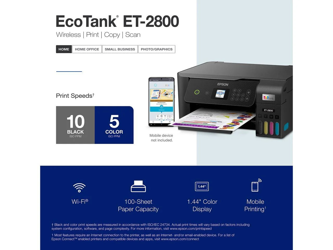 Wireless All-in-One Supertank Printer with Scan and Copy - Black Q993