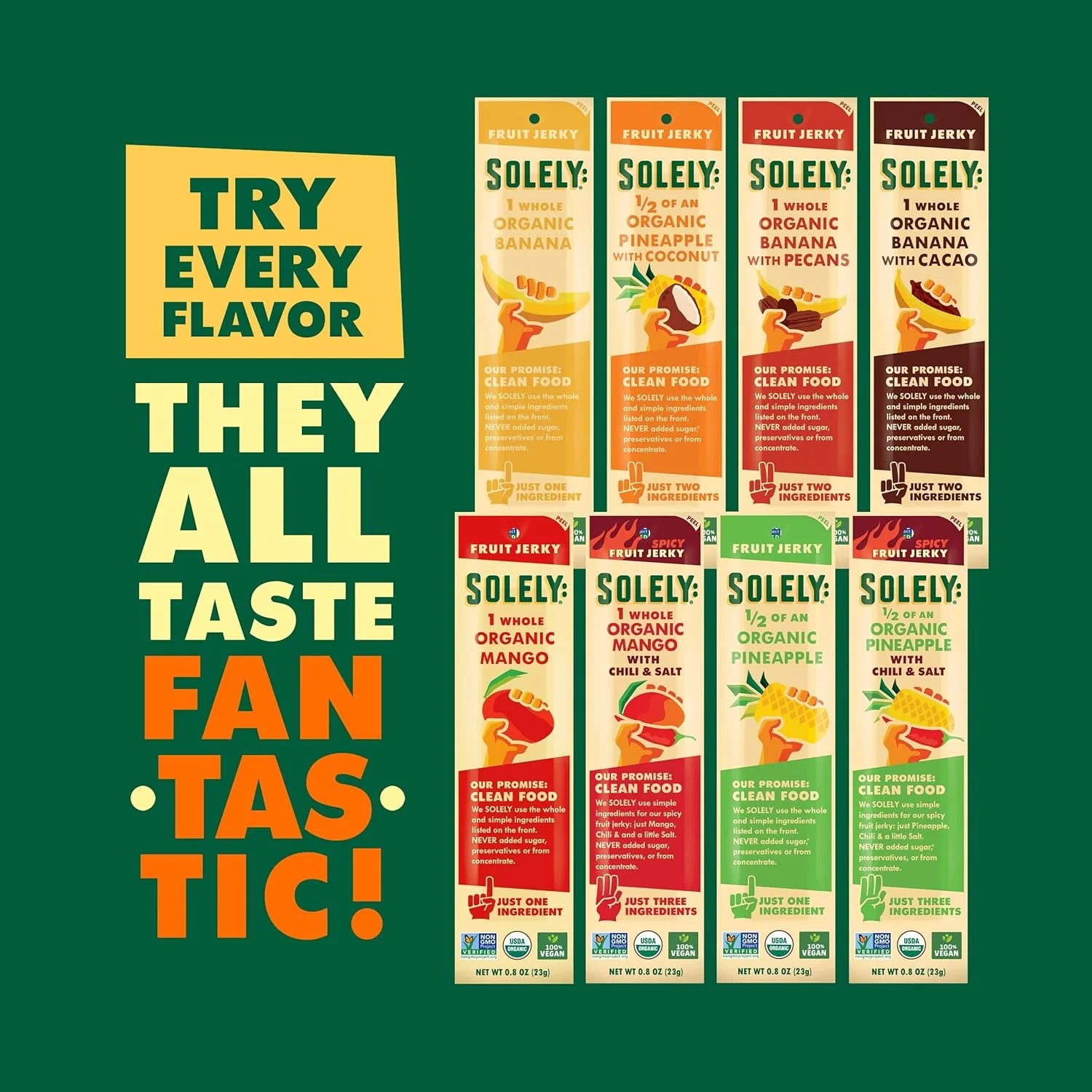 Organic Mango Fruit Jerky Snack, 0.8 oz Sticks, 12-Pack F601