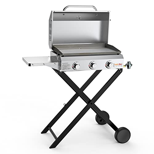 Portable Propane Gas Griddle 3-Burner with Foldable Cart and Side Table P920723