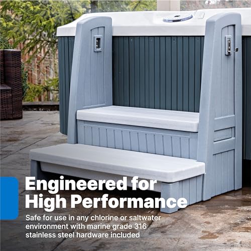 Hot Tub Storage Steps with Handrails, 2-Step Stool, Gray Y3819