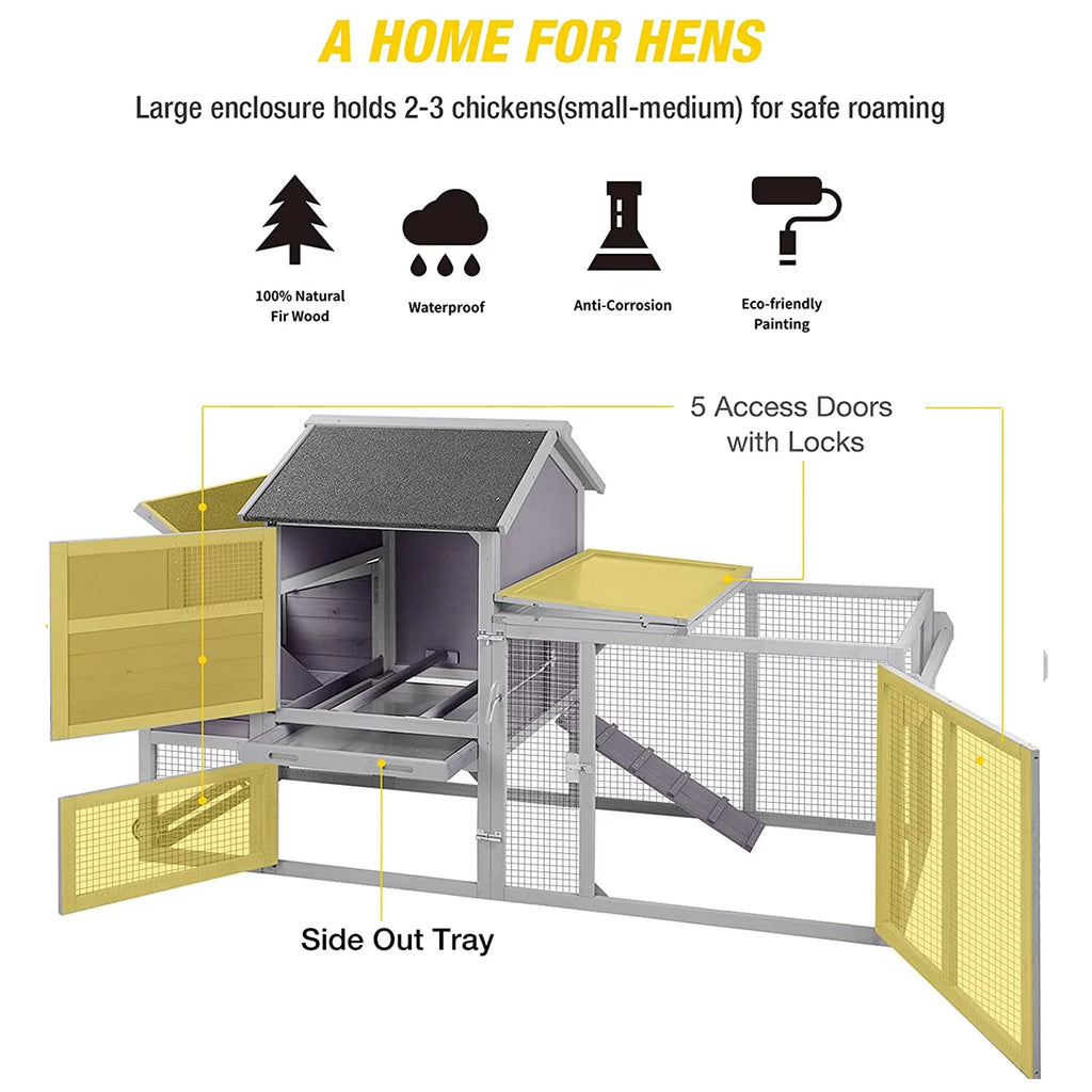 Wooden Chicken Coop with Wheels for 4 Chickens V258