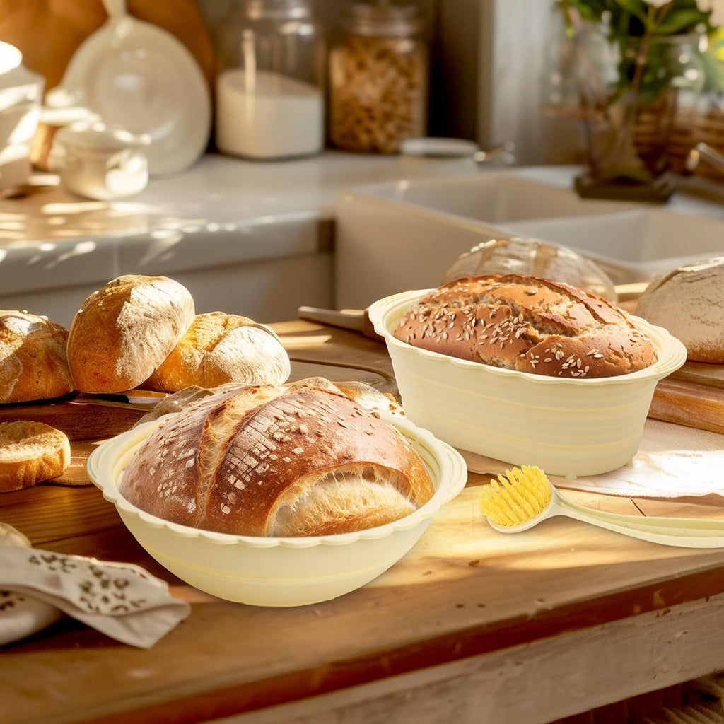Sourdough Proofing Basket Set of 2, Round 9" & Oval 10" I604