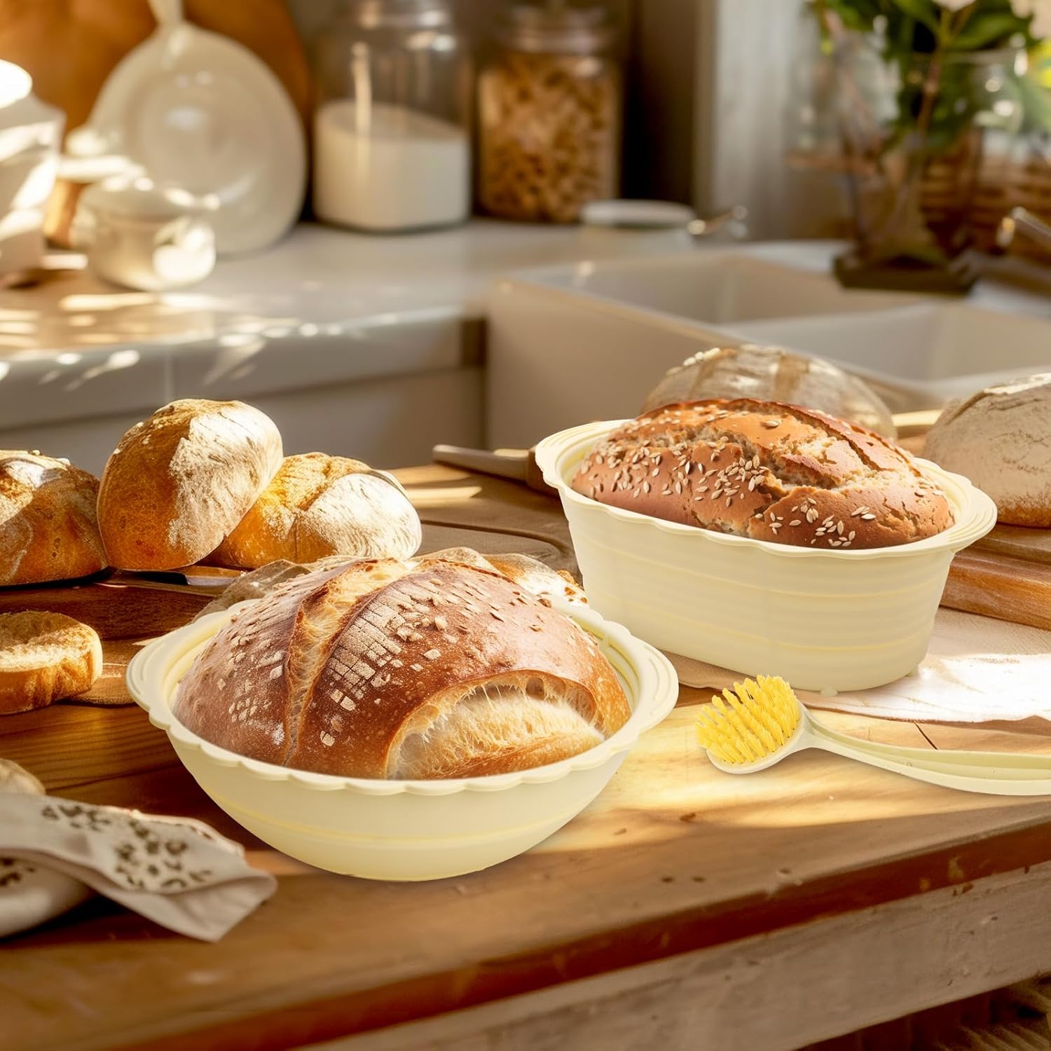 Sourdough Proofing Basket Set of 2, Round 9" & Oval 10" I604