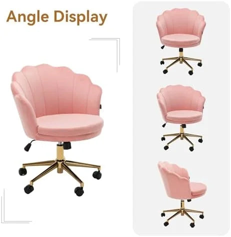 Velvet Swivel Vanity Chair with High Backrest and Wheels N583290