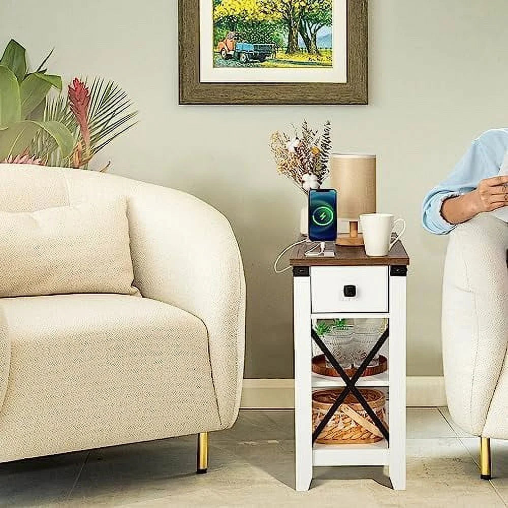 Narrow End Table with Charging Station and USB Ports C257409