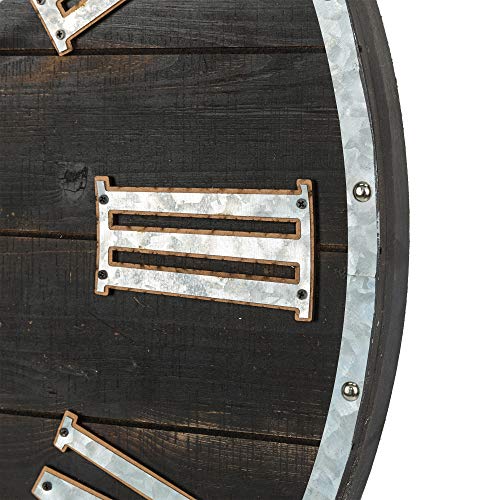 28 Inch Distressed Black Wall Clock Silent Non-Ticking Roman Numerals O2954