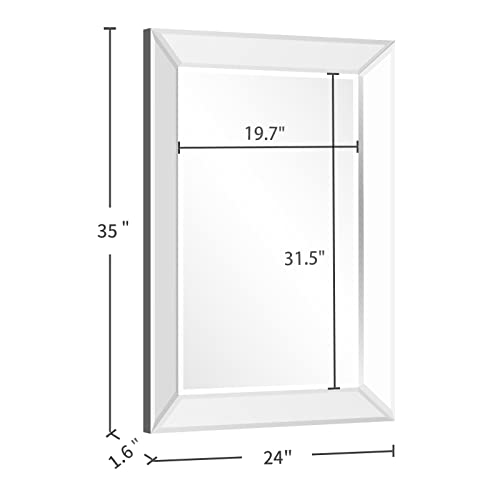 Large Rectangular Wall Mirror 28"x39" Angled Beveled Frame K124