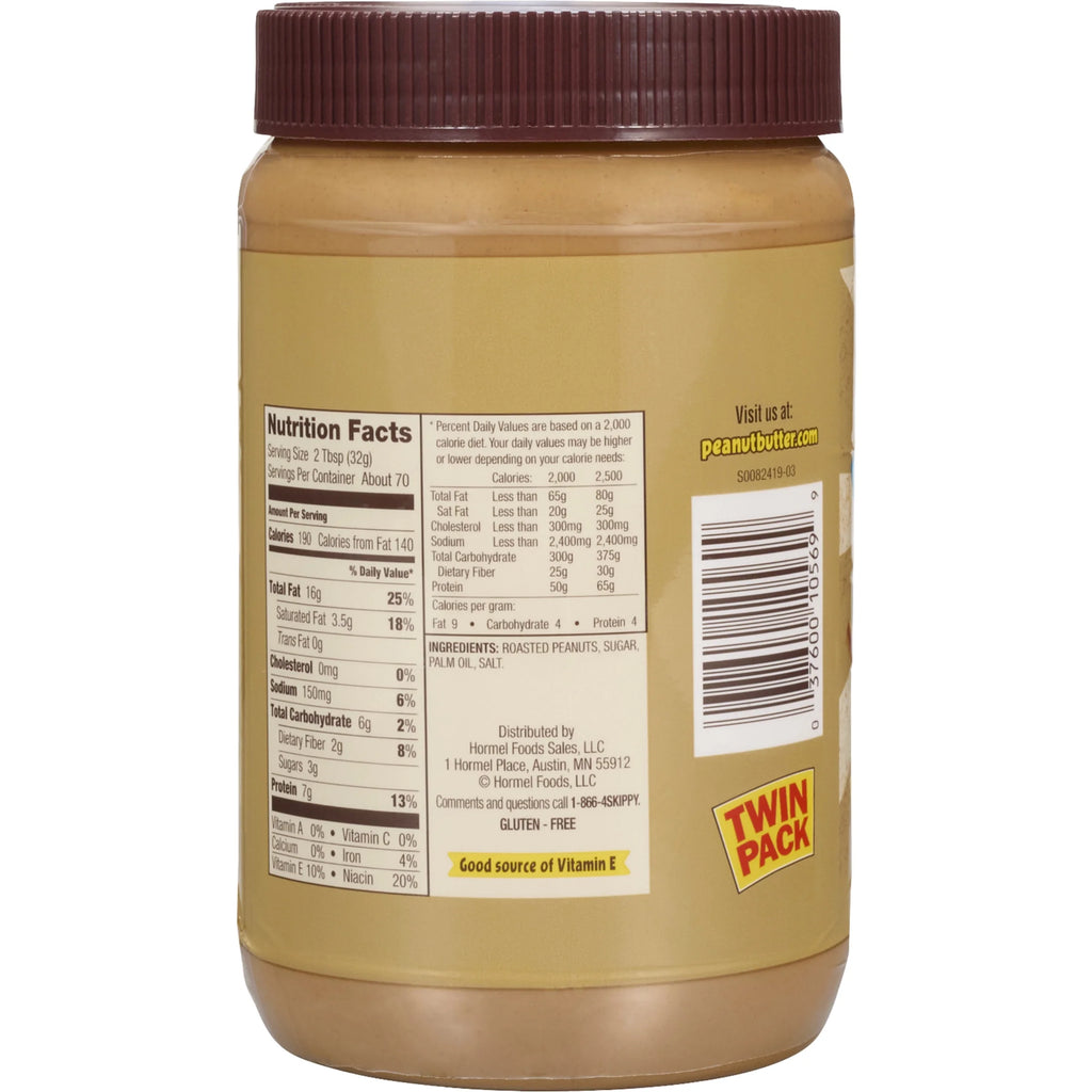 Natural Creamy Peanut Butter Spread, 40 oz Twin Pack W52045
