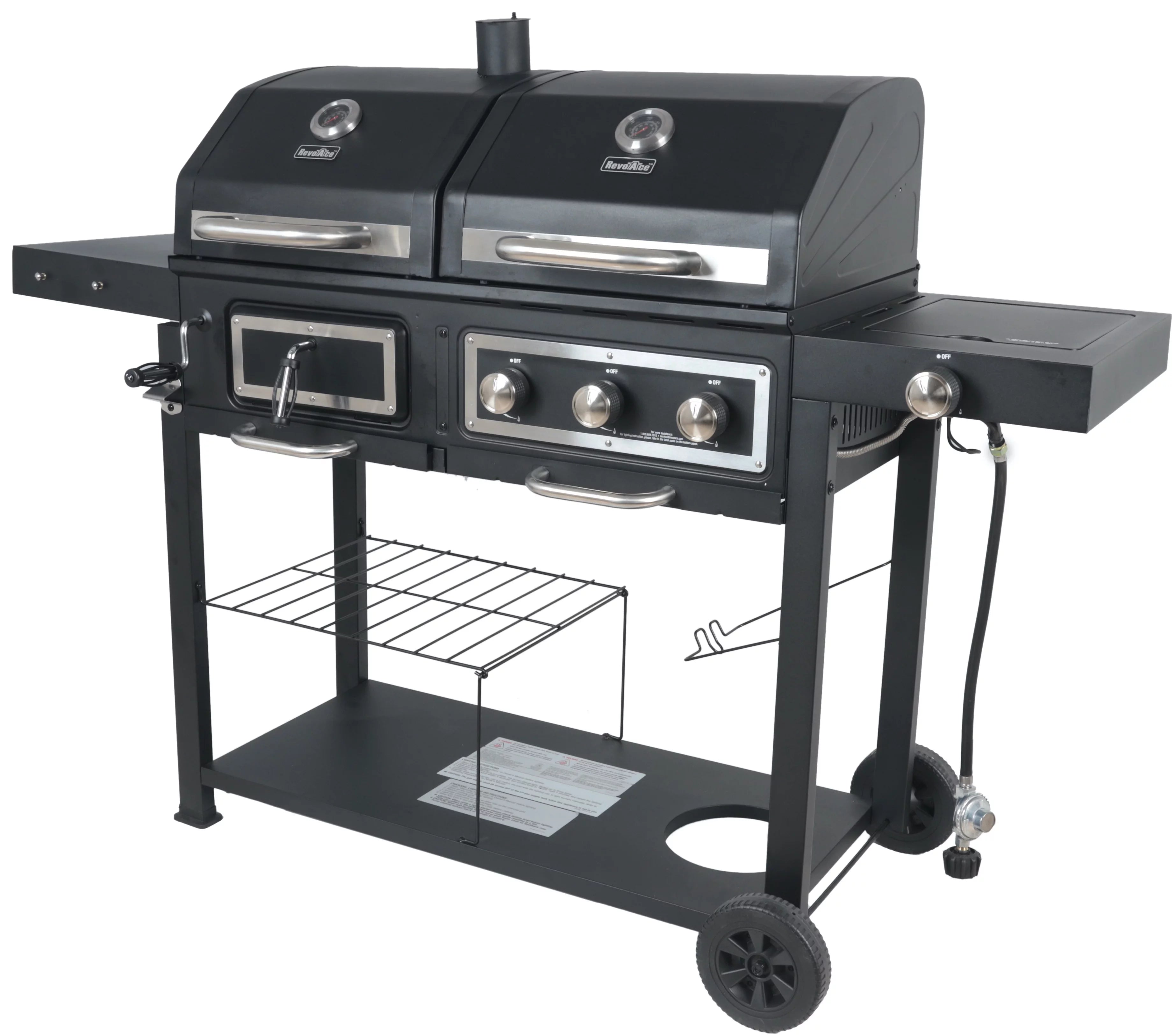 Dual Fuel Gas & Charcoal Combo Grill, Black with Stainless G2724
