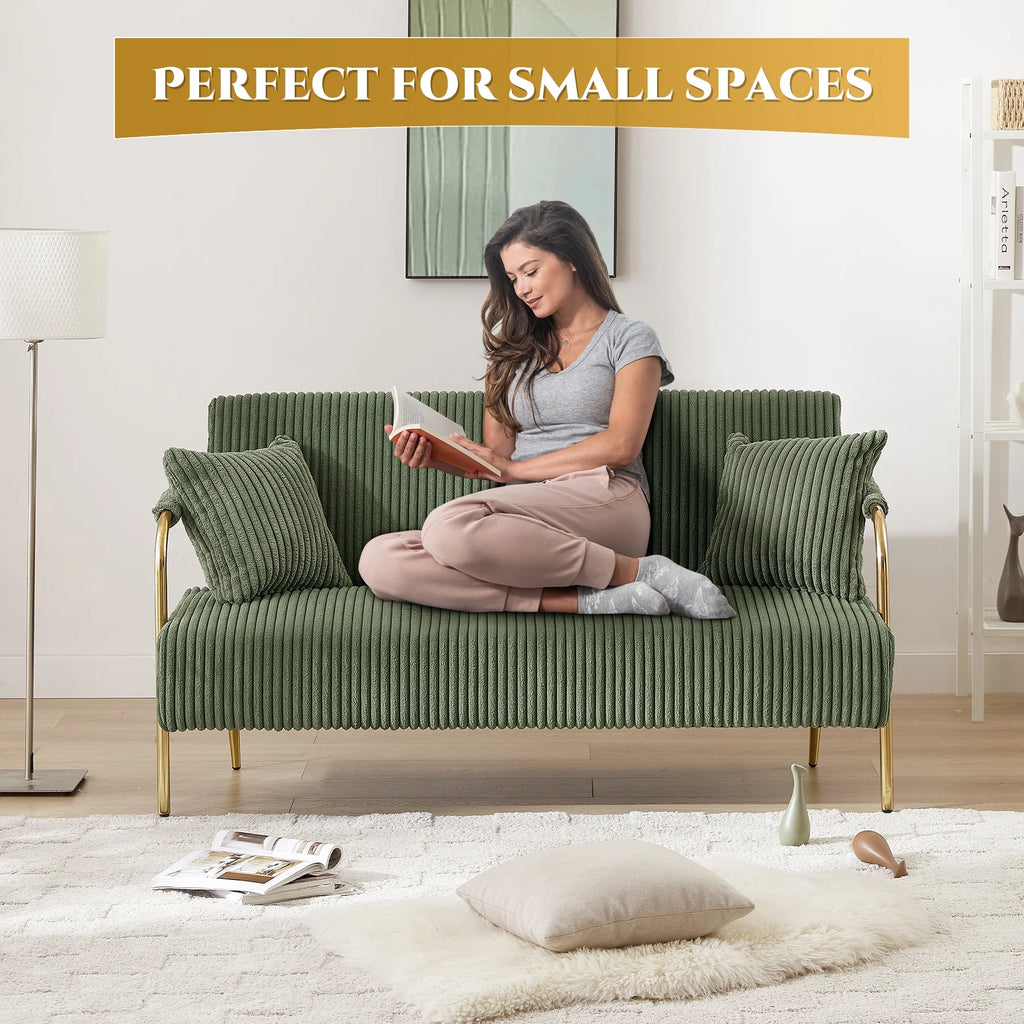 Tufted Velvet Futon Sofa Bed with 2 Pillows, 3 Adjustable Backrest Angles C84440